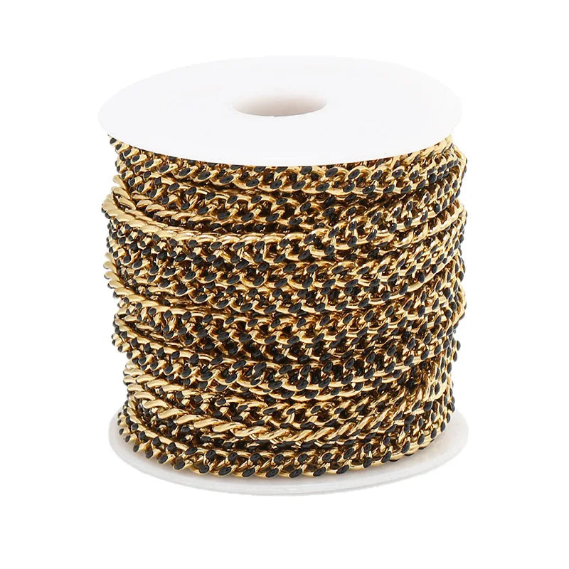 B3334 Enamel Cuban Chain Trunk Stainless Steel Chain Gold Filled Chain for Men Necklace
