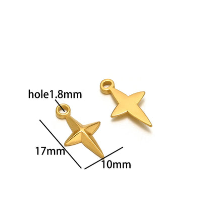 Popular Design 18k Gold Plated Stainless Steel Cross Star Charm Pendant for Women Jewelry Making Accessories