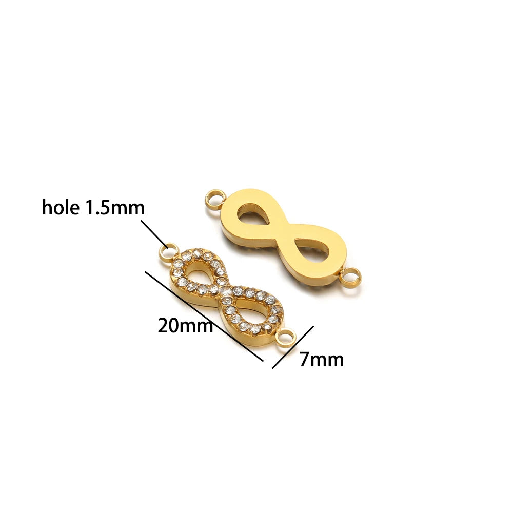 Double Heart Charm Stainless Steel Gold Plated Zircon Heart Cross Charm Pendant for DIY Jewelry Making Accessories Findings
