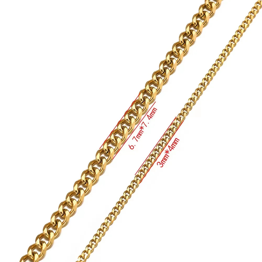 A1551 Fashion New 3mm 6mm Faceted Chain 18k Gold Stainless Steel Chain Bulk Jewelry Bracelet Necklace Making