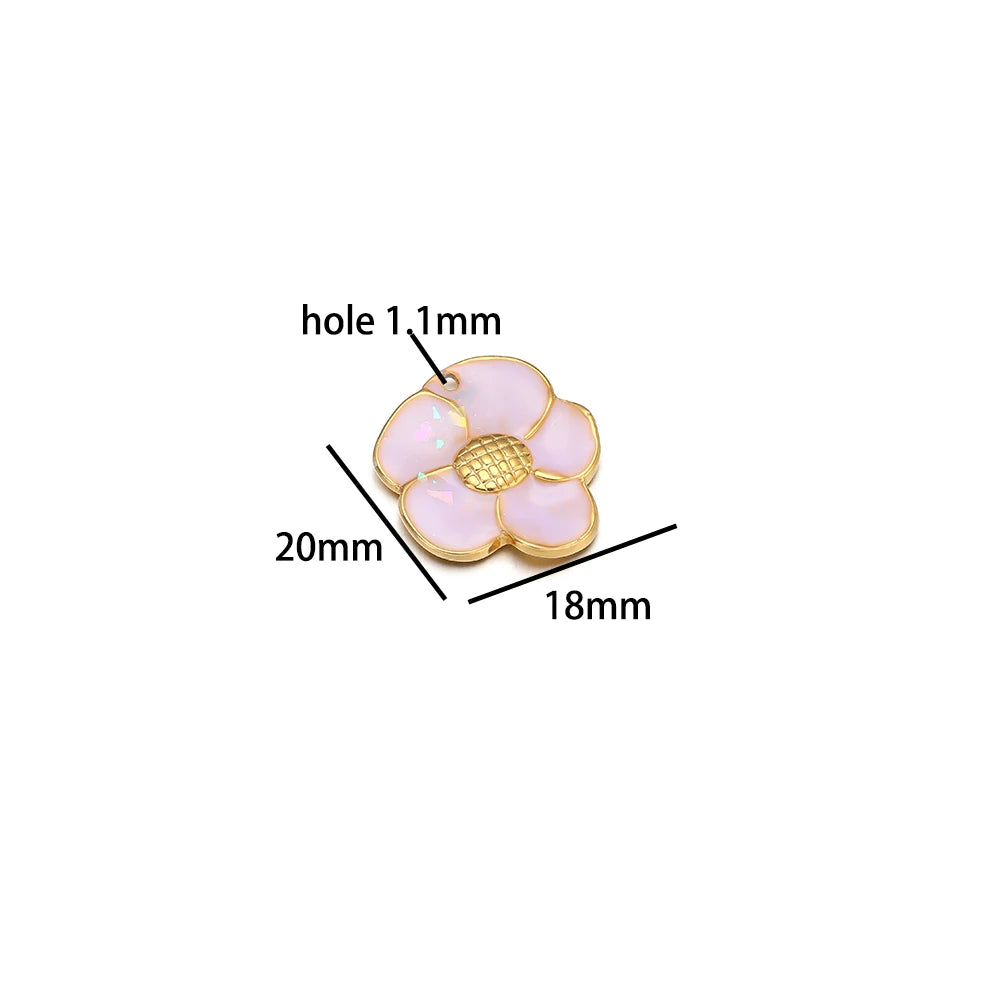 Wholesale DIY Jewelry Finding Stainless Steel 18k Gold Plated Multi Colore Flower Charm Pendants for  Jewelry Necklace Making