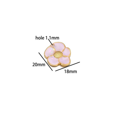 Wholesale DIY Jewelry Finding Stainless Steel 18k Gold Plated Multi Colore Flower Charm Pendants for  Jewelry Necklace Making