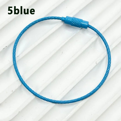 100pcs Solid Color Spray Painted Beadable Classic Gift Keychain Ring Rotatable Screw Wire Rope DIY Bag Jewelry Accessories