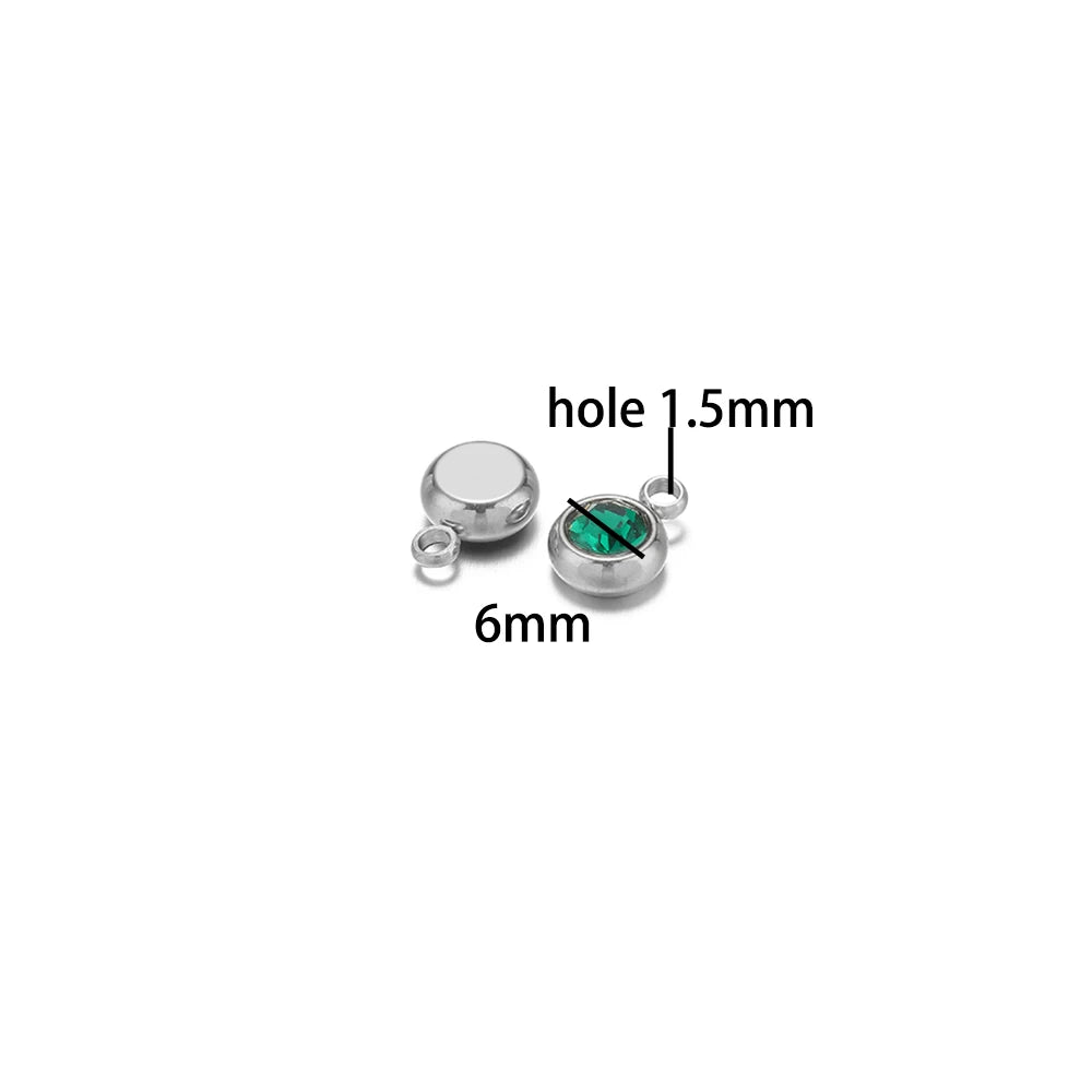 Hot Sale Colorful Pendant 304 Stainless Steel 18k Gold Plated 6mm Crystal Bead Charm Pendants for DIY Necklace Bracelet Making