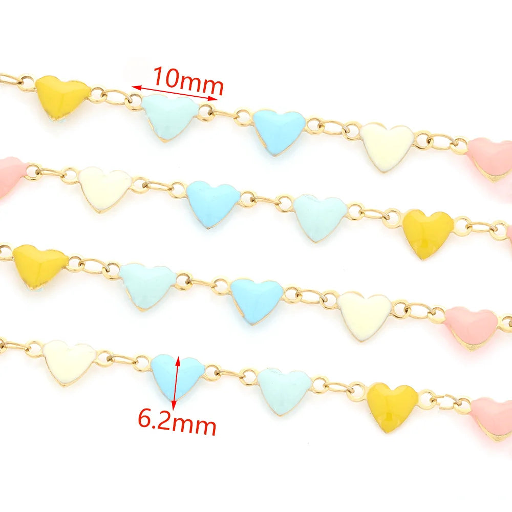 E364 Fashion Enamel Heart Star Handmade Chains for Necklace Bracelets Making Accessories Jewelry Components Supplies