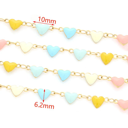 E364 Fashion Enamel Heart Star Handmade Chains for Necklace Bracelets Making Accessories Jewelry Components Supplies