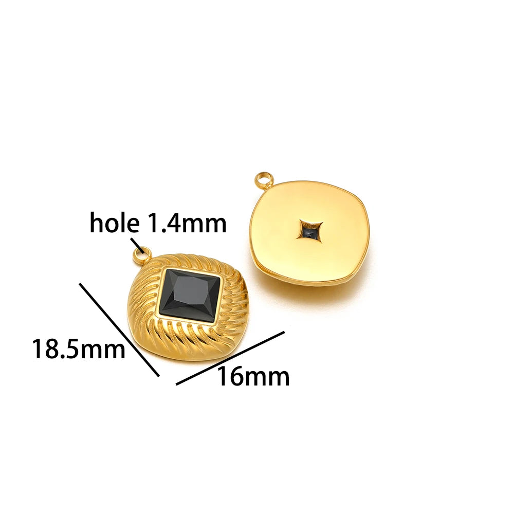 Wholesale 18k Gold Plated Stainless Steel Drip-oil Heart Coconut Tree Square Conch Charm Pendant for Women Jewelry Making