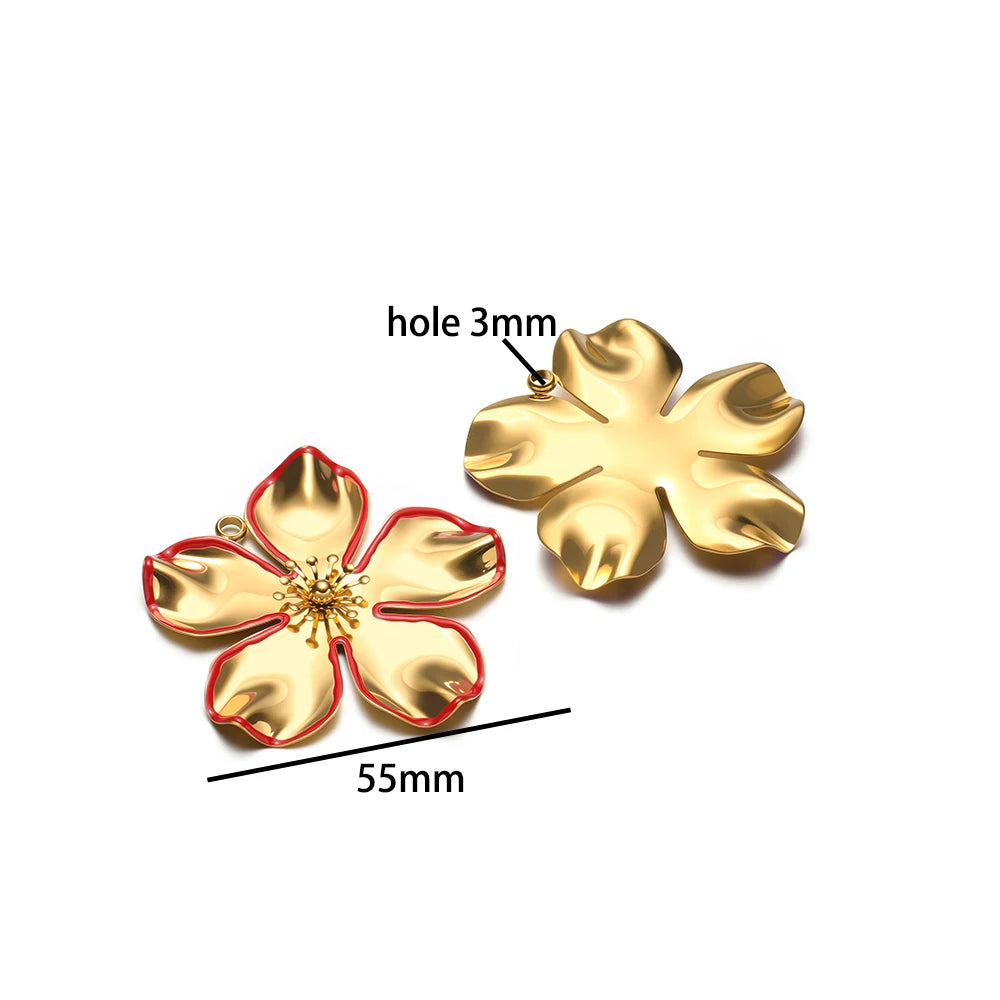 New Fashion Stainless Steel 18k Gold Plated Enamel Flower Conch Starfish Charm Pendant for Jewelry Necklace Making