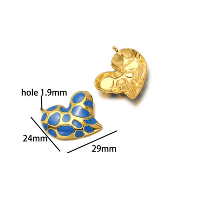 Bohemian Style 18k Gold Plated Stainless Steel Colorful Enamel Heart Charm Pendant for DIY Necklace Jewelry Making