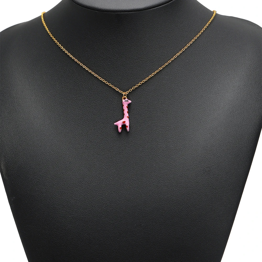 Giraffe Drip Oil DIY Charm Stainless Steel 18k Gold Plated Dragon Fruit Mushroom Pendant for Jewelry Necklace Making