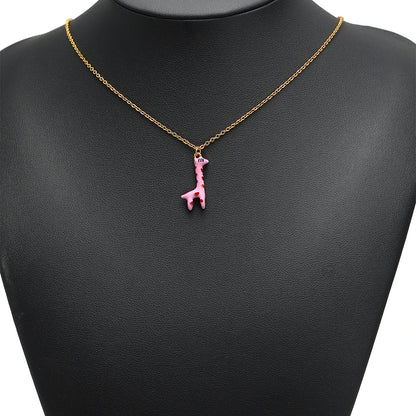 Giraffe Drip Oil DIY Charm Stainless Steel 18k Gold Plated Dragon Fruit Mushroom Pendant for Jewelry Necklace Making