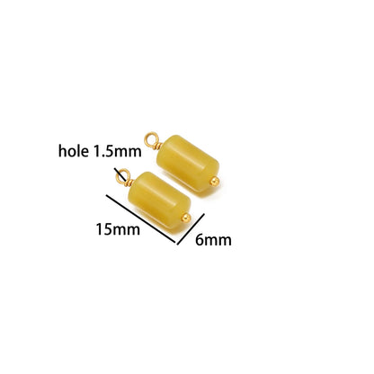 Fashion Jewelry Stainless Steel 18K Gold Plated Cylinder Color Natural Stone Charm Pendant for Jewelry Necklace Making Wholesale