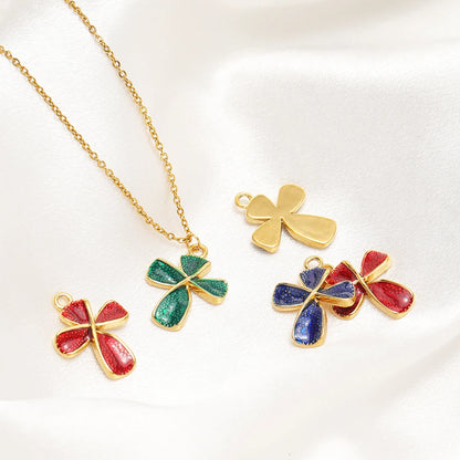 New Arrival Stainless Steel 18k Gold Plated Enamel Cross Charm Pendant for Diy Jewelry Making Wholesale Accessories