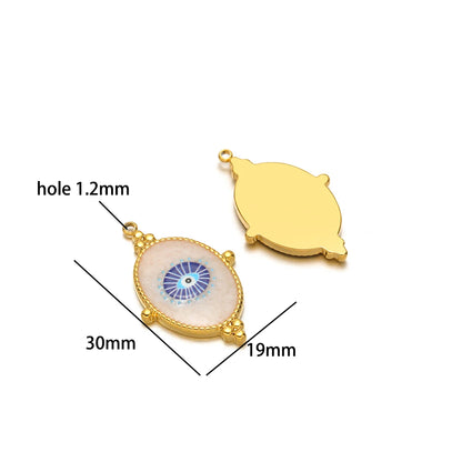 Vintage Blue Eye Pendant Stainless Steel Gold Plated Dripping Oil Eyes Heart Oval Charm Pendant for DIY Jewelry Making Wholesale