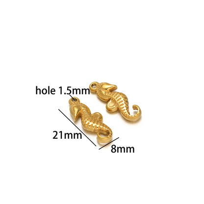 5pcs/bag Gold Plated Stainless Steel Horse Sea Horse Pearl Charm Pendant for DIY Jewelry Necklace Making