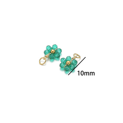 Multicolor Stainless Steel Gold Plated Crystal Flower  Beads Charms Pendant for Handmade Jewelry Necklace Making Accessories