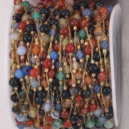 B2082 Natural Raw Gemstone Beads Chain Ins Hot Stainless Steel Chain Necklace Jewelry Chain for Making
