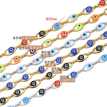 B3272 6mm Gold Filled Chain Ins Stainless Steel Chain Eye Enamel Charms Chain for Making