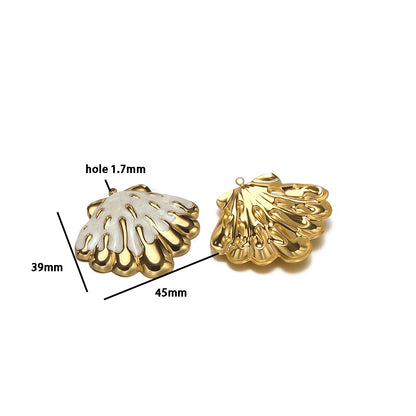 New Ocean Themed Stainless Steel 18k Gold Plated Enamel Shell Starfish Charm Pendant for Diy Jewelry Making Wholesale