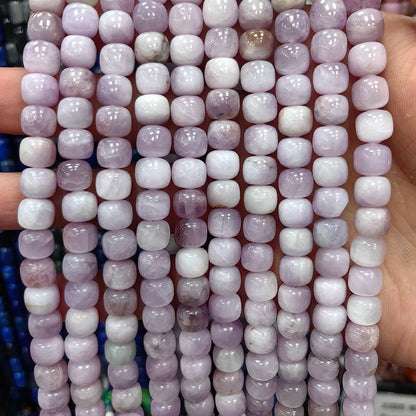 Natural Tube Stone Beads, Rounded Barrel Drum Shaped Aquamarine Kunzite Lapis Apatite Gemstone Bead for Jewelry Making 7x8mm