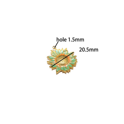 Diy Handmade Jewelry Accessories Stainless Steel 18k Gold  Enamel Sunflower Charms Pendant for Jewelry Earrings Necklace Making