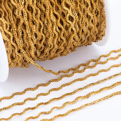 E681 New Rope Wave Gold Plated Stainless Steel Jewelry Chain 18K Non-Tarnish for Necklace Making Fashionable
