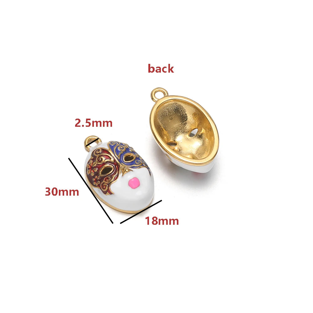 Colorful Gold Plated Peking Opera Mask Charms - Single Sided Enamel Drama Face Pendants for DIY Jewelry Making