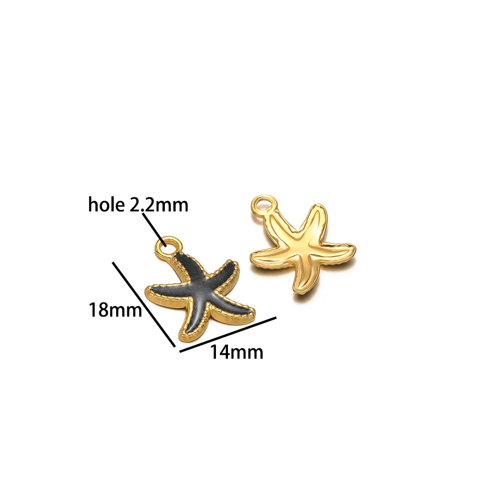 Hot Selling 18k Gold Plated Stainless Steel Enamel Butterfly Heart Shell Starfish Charm Pendant for DIY Necklace Jewelry Making