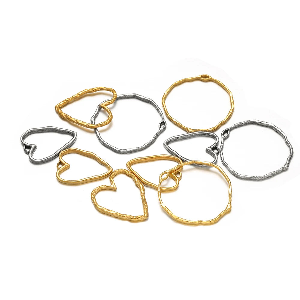 Trendy Jewelry Accessories Stainless Steel18k Gold Plated Heart Circle Charms Pendant for DIY Jewelry Necklace Earring Making