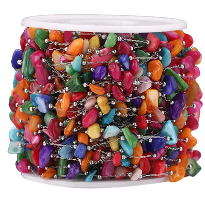 A2761 Fashion Natural Stone Beads Beaded Chain Rosary Amethyst Turquoise Beads Chain Stainless Steel for Jewelry Making