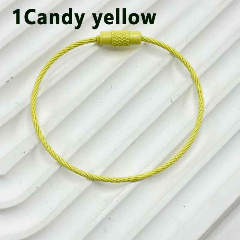 100pcs Solid Color Spray Painted Beadable Classic Gift Keychain Ring Rotatable Screw Wire Rope DIY Bag Jewelry Accessories