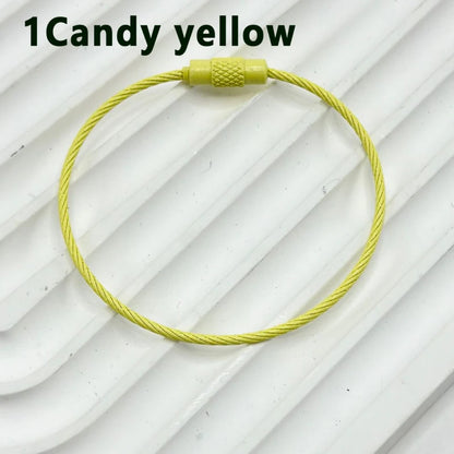 100pcs Solid Color Spray Painted Beadable Classic Gift Keychain Ring Rotatable Screw Wire Rope DIY Bag Jewelry Accessories
