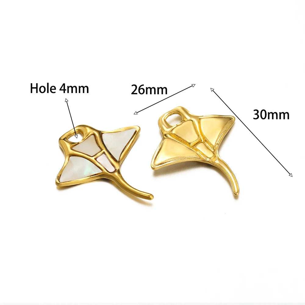 High Quality Stainless Steel Gold Plated Enamel Turtle Conch Starfish Dragonfly Heart Charms Pendant for Jewelry Necklace Making