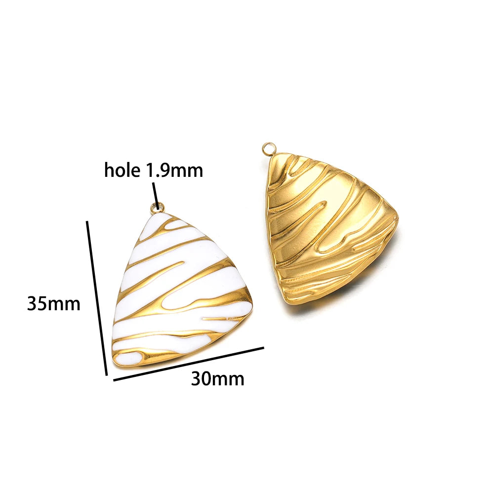New Fashion 18k Gold Plated Stainless Steel Enamel Irregular Stripe Triangle Charm Pendant for Handmade Necklace Jewelry Making