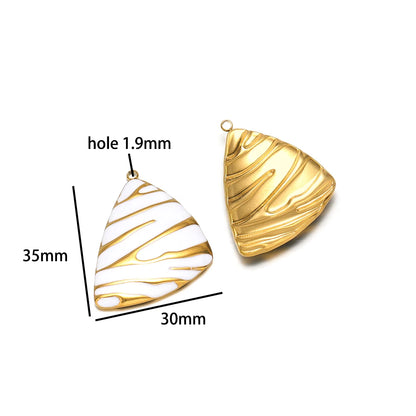 New Fashion 18k Gold Plated Stainless Steel Enamel Irregular Stripe Triangle Charm Pendant for Handmade Necklace Jewelry Making