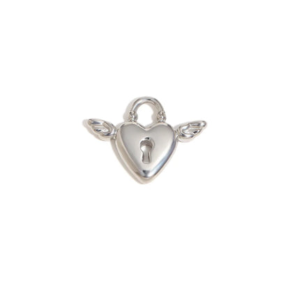 Fashion Stainless Steel 18k Gold Plated Heart Lock Flower Charms Pendant for DIY Jewelry Necklace Making