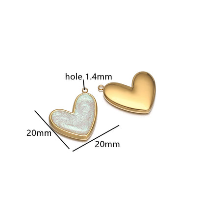Fine Fashion 18k Gold Plated Stainless Steel Colorful Oil Drop Heart-Shaped Charm Pendant for DIY Necklace Jewelry Making