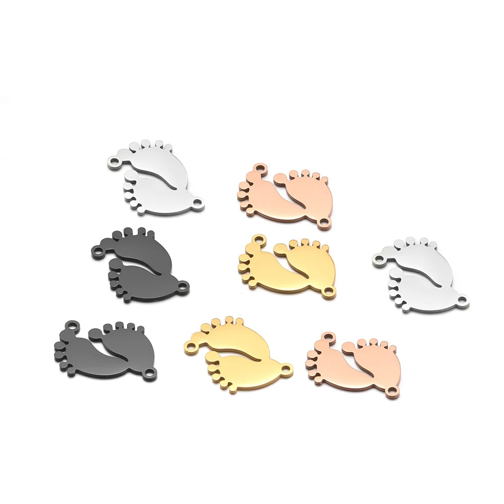 Hot Selling 18K Gold Plated Stainless Steel Footprint Pendant Fashion Charm for Handmade Daily Necklace Jewelry Making