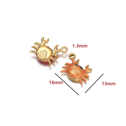 High Quality Jinrou 18K Gold Plated Stainless Steel Enamel Crab Shape Pendant Findings for Necklace and Earrings Jewelry Making