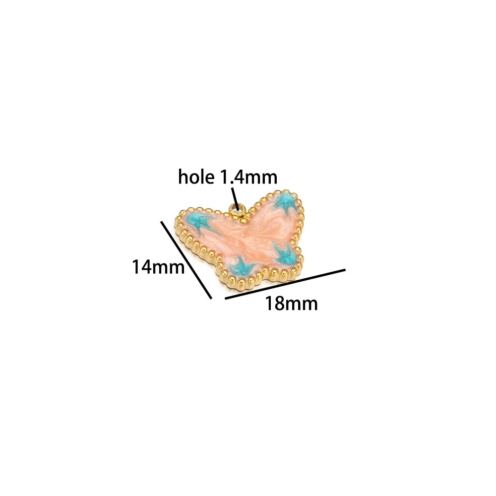 Best Selling Pendant Stainless Steel 18k Gold Plated Multi Pattern Enamel Butterfly Charm Pendants ForJewelry Necklace Making