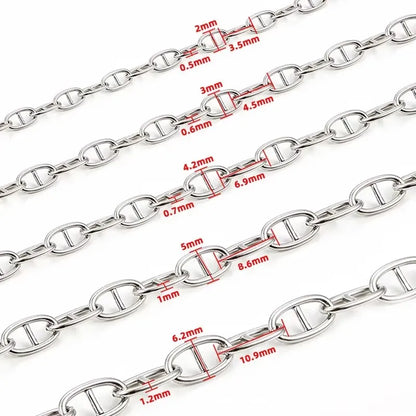 A3131 Hot Non Tarnish Chain Stainless Steel Cross Necklace Bracelet Bulk Roll Chain for Jewelry Diy