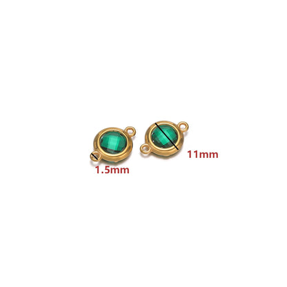 18K Gold Plated Stainless Steel Enamel Round Pendant Findings for Necklace Earrings Garment Making