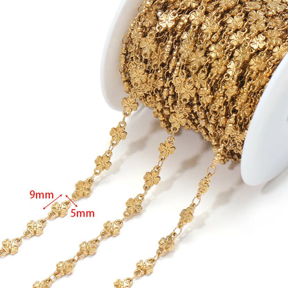 D866 New Gold Plated Stainless Steel Chain Flower Clover Leaf Shape Waterproof Chain for Necklace Bracelet Diy