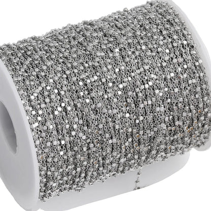 D988 Unique square Beaded Bulk Chain Thin Cross Roller Stainless Steel Vacuum Plating Chains Jewelry for Necklace Anklet Diy