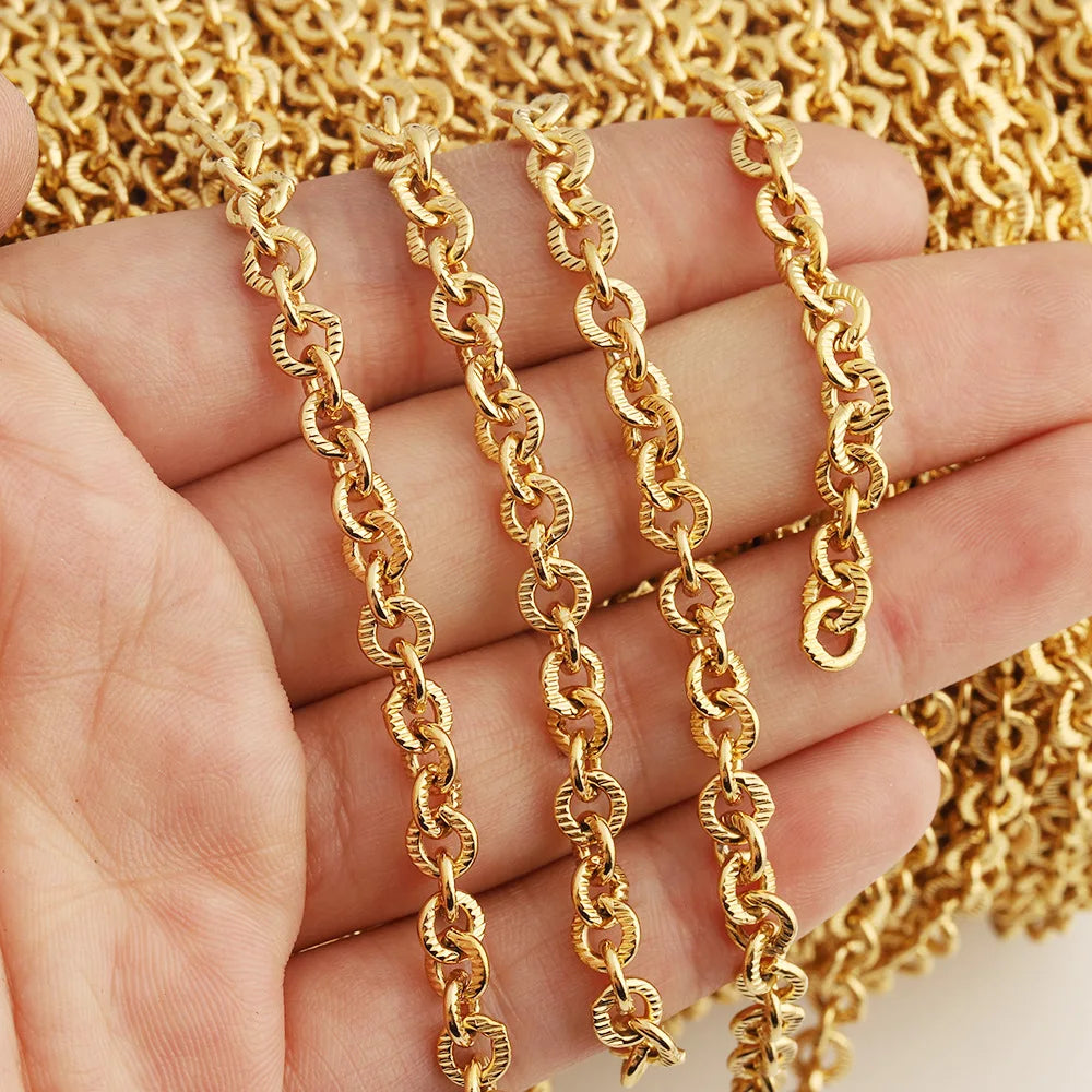 D846 Fashion 18k Pvd Plated Waterproof Chain O Shape Necklace Bracelet Making Jewelry Findings