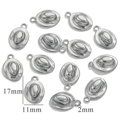 Fashion Hot Selling Stainless Steel 18K Gold Plated Cowboy Hat Charm Pendant for DIY Necklace Jewelry Making  Accessories