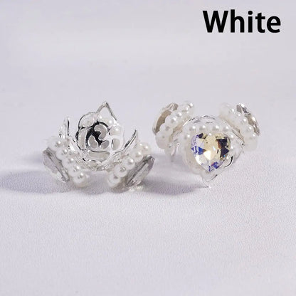 Handcrafted Silver Bead Caps Metal Bead Cages with Heart Pearl Chains for DIY Bracelet Charm Projects