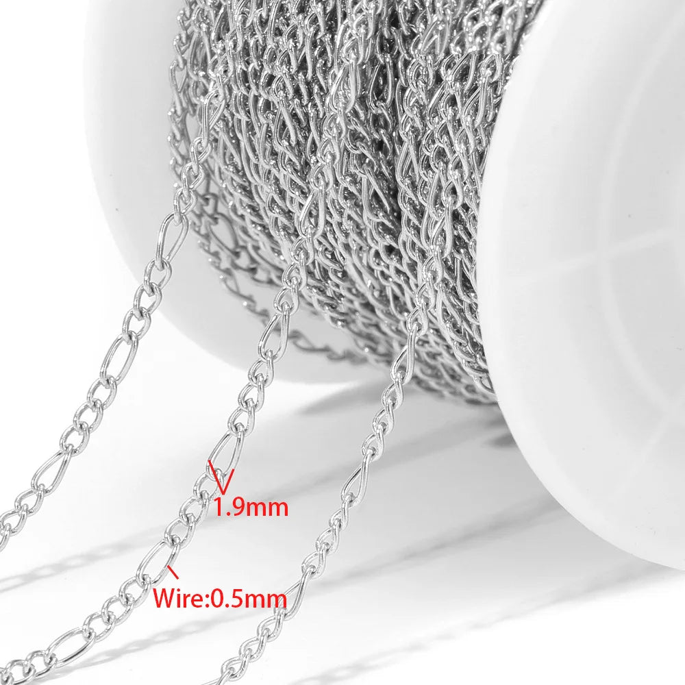 B3056 High Quality Stainless Steel Chain Multi Design 18k Gold Plated Silver Chain Bulk Link for Jewelry Making