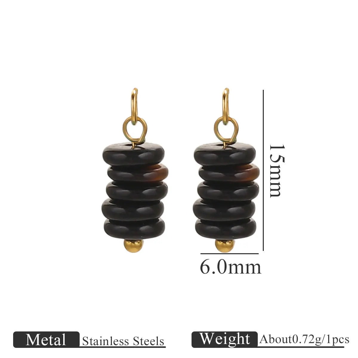 New Style Fashion Stainless Steel Gold Plated Tiger's Eye Stone Beads Charm Pendant for Earring Jewelry Making Accessories
