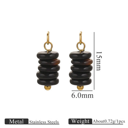 New Style Fashion Stainless Steel Gold Plated Tiger's Eye Stone Beads Charm Pendant for Earring Jewelry Making Accessories